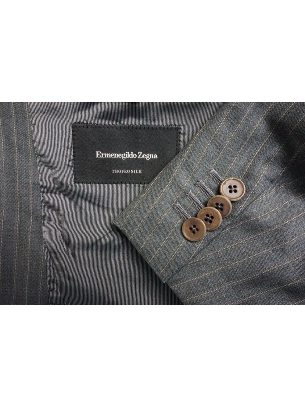 Ermenegildo Zegna Roma Trofeo Silk Gray Striped 2 Pc Suit Jacket Pants Sz 40R